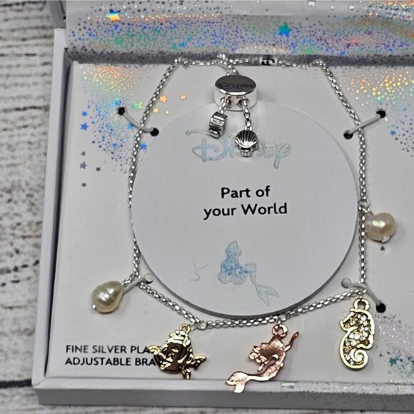 NEW Disney's The Little Mermaid Tri-Tone Fine Silver Plated Charm Adjustable Bra - Picture 2 of 4